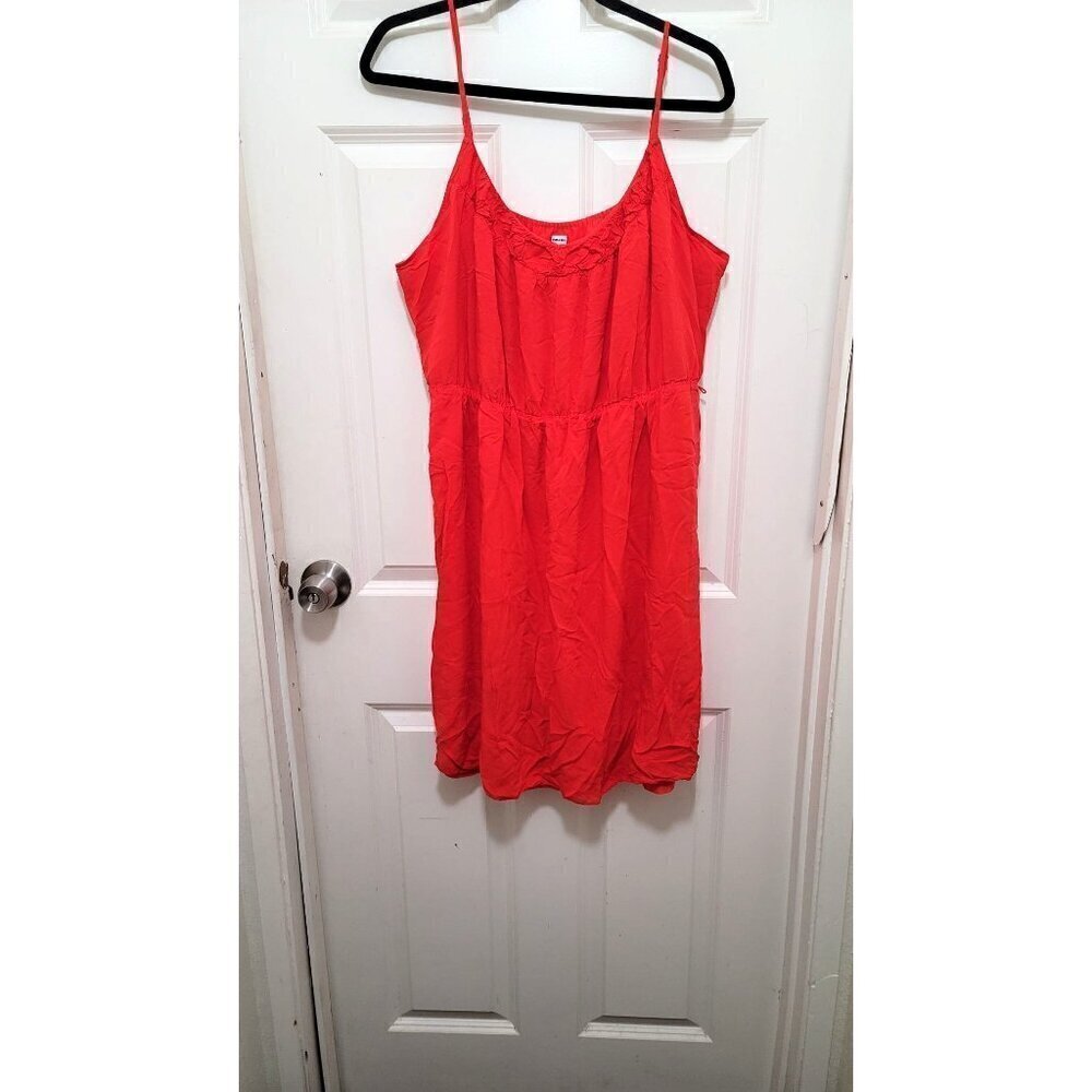 Old Navy Sleeveless Dress Womens XL Red Ruffle Neck Summer‎ Casual JA512